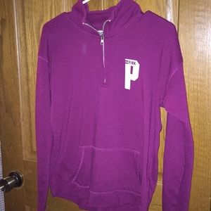 Burgundy, brand pink quarter zip.